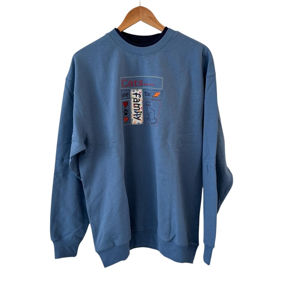 MC Sportswear 90s Cats Are‎ Family Too Sweatshirt Womens Large Graphic Grandma